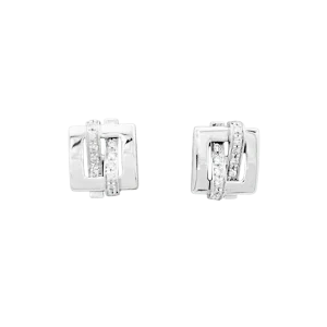 Boucles d'oreilles Boucheron, "Déchaînée", or blanc, diamants.
