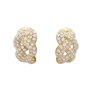 Boucles d'oreilles "Tresse" or jaune, diamants.