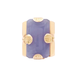 Bague "Tank" or rose, jade lavande.