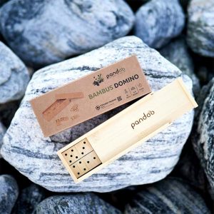 Jeu de dominos Pandoo 100% bambou FSC® - 28 pièces rangées dans leur boîte en bambou
