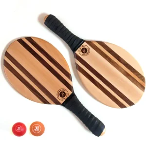 Raquettes de Frescobol en bois avec grips Full Black - Jeu de plage élégant et durable